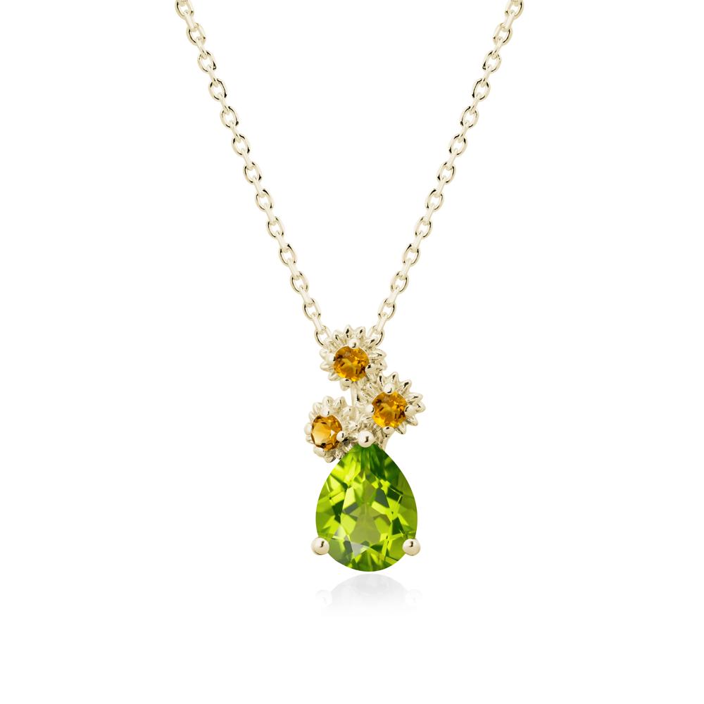 Petals of Promise Sunflower Peridot and Citrine Necklace - LUO Jewelry #metal_14k yellow gold