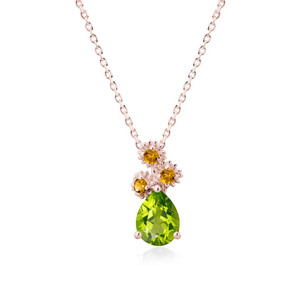 Petals of Promise Sunflower Peridot and Citrine Necklace - LUO Jewelry #metal_18k rose gold