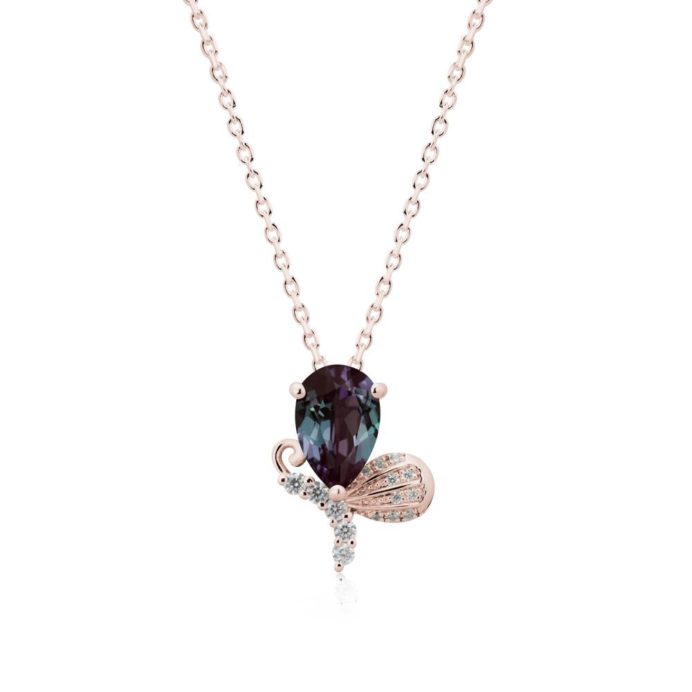 Pear Shaped Alexandrite Butterfly Necklace - LUO Jewelry #metal_14k rose gold