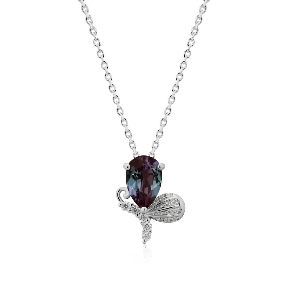 Pear Shaped Alexandrite Butterfly Necklace - LUO Jewelry #metal_platinum
