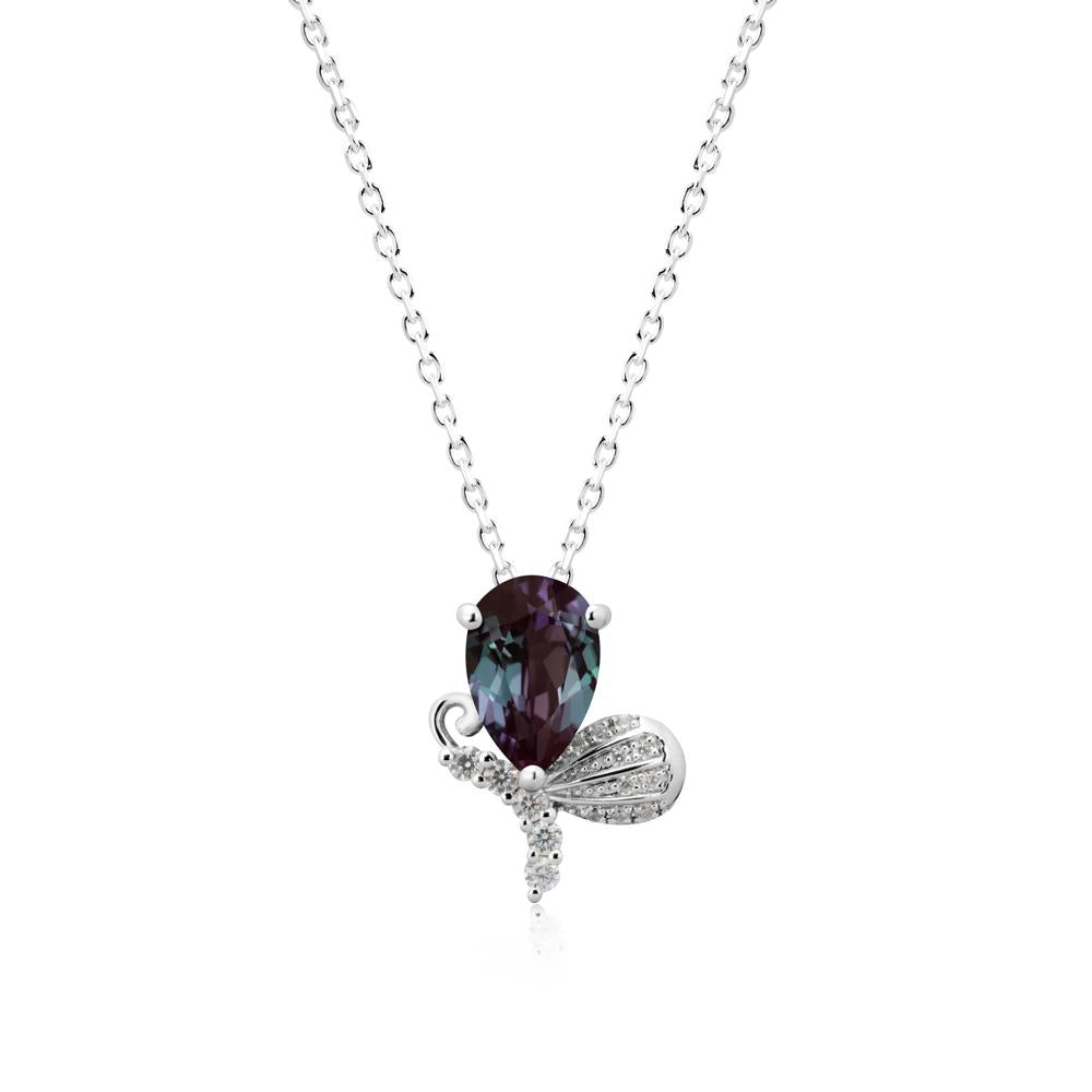 Pear Shaped Alexandrite Butterfly Necklace - LUO Jewelry #metal_sterling silver