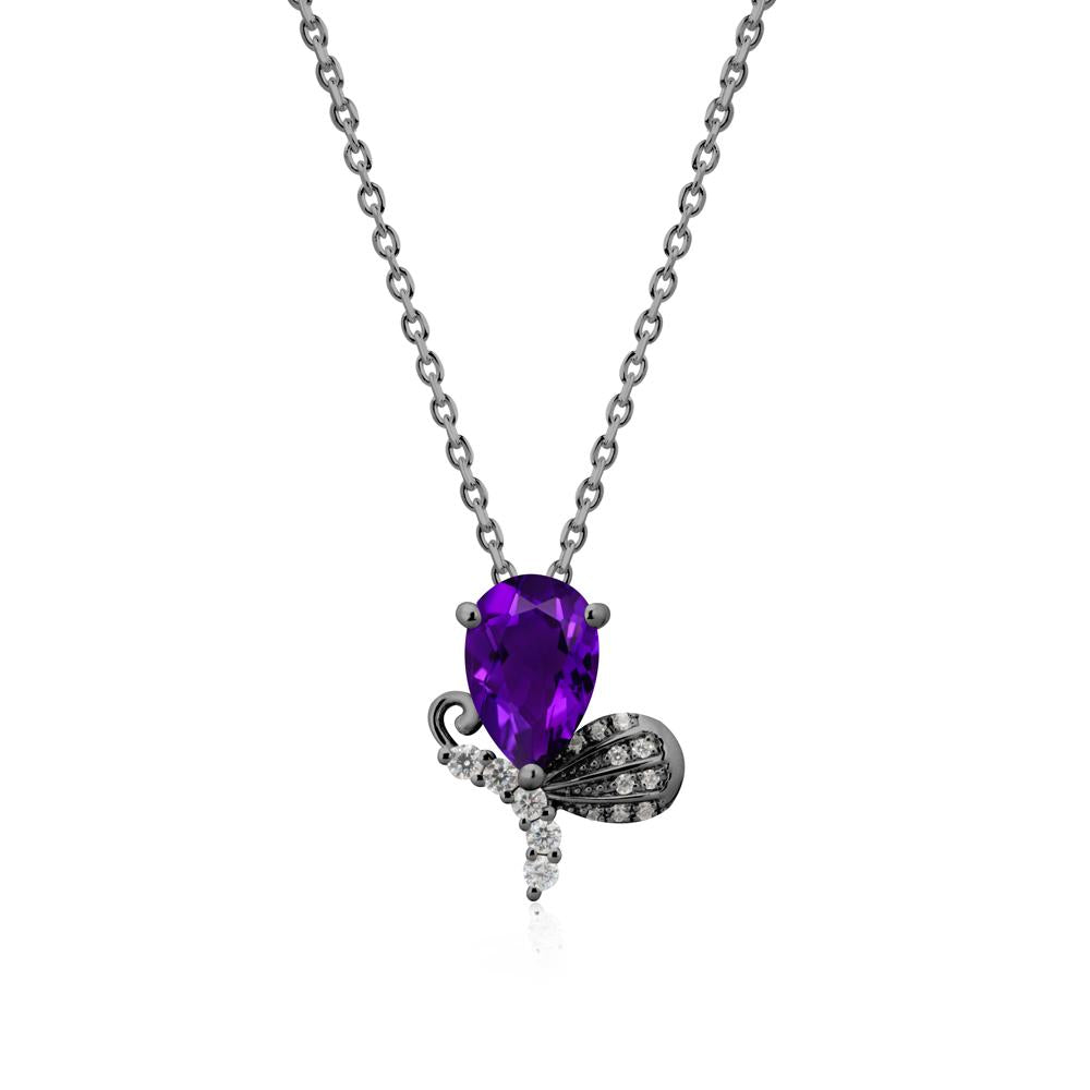 Sparkling Wing Amethyst Butterfly Necklace - LUO Jewelry #metal_black finish sterling silver