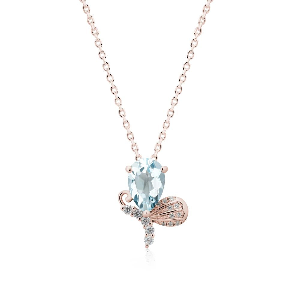 Butterfly Inspired Tear Shaped Aquamarine Pendant - LUO Jewelry #metal_14k rose gold