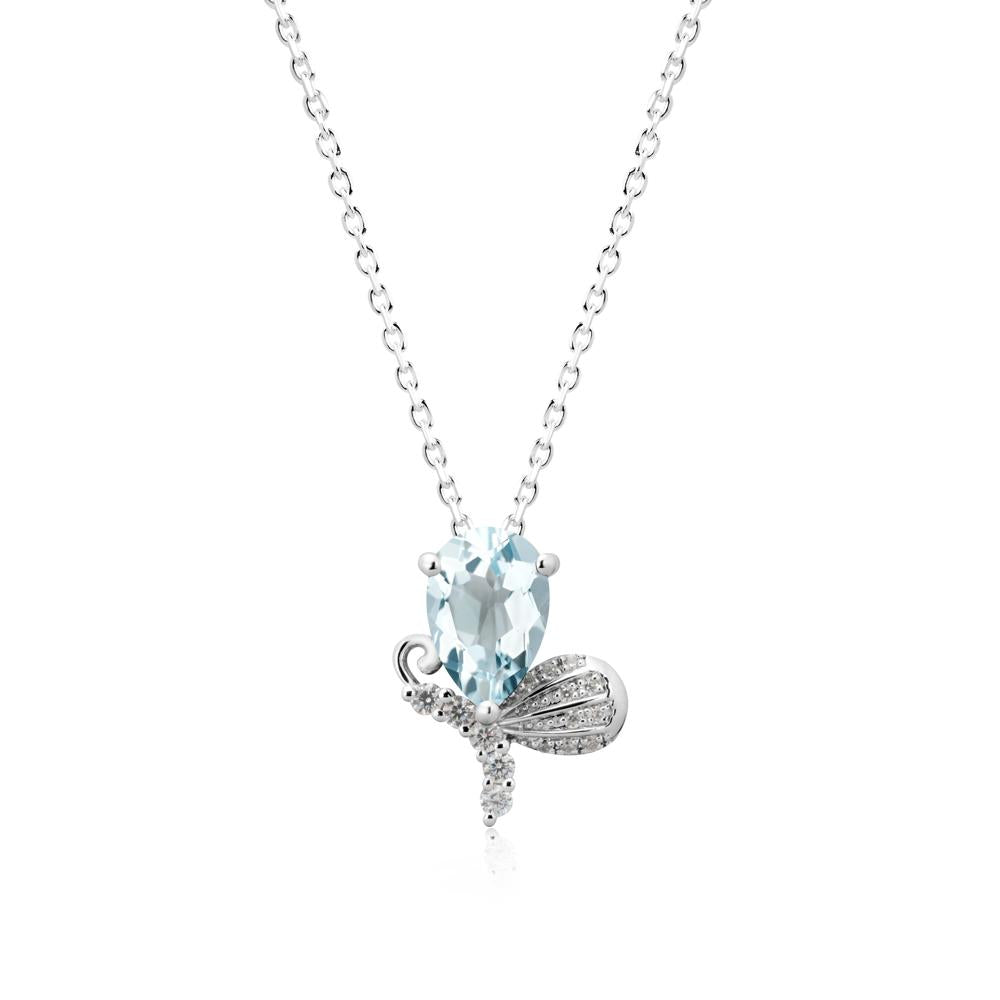 Butterfly Inspired Tear Shaped Aquamarine Pendant - LUO Jewelry #metal_14k white gold