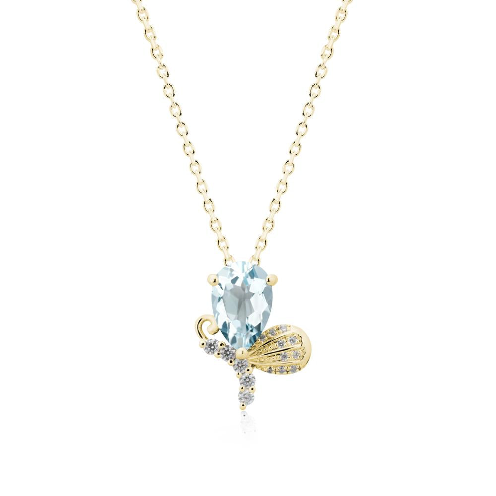 Butterfly Inspired Tear Shaped Aquamarine Pendant - LUO Jewelry #metal_18k yellow gold