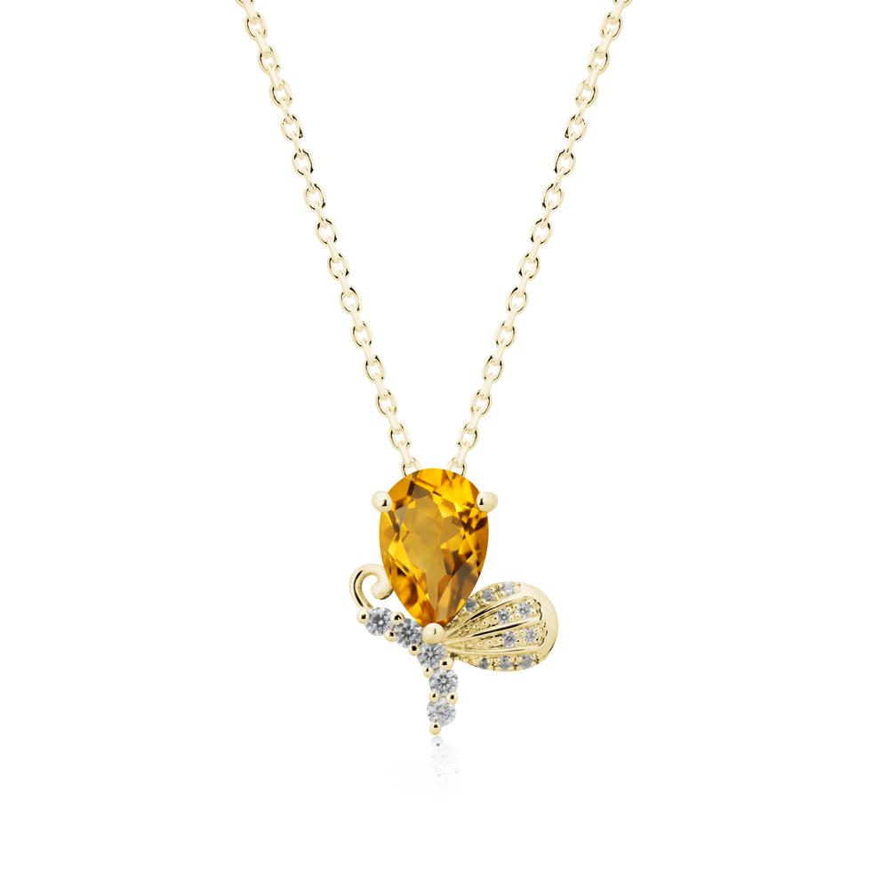 Butterfly Inspired Tear Shaped Citrine Pendant - LUO Jewelry #metal_18k yellow gold