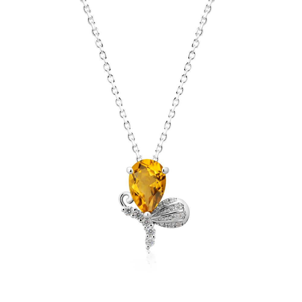 Butterfly Inspired Tear Shaped Citrine Pendant - LUO Jewelry #metal_sterling silver
