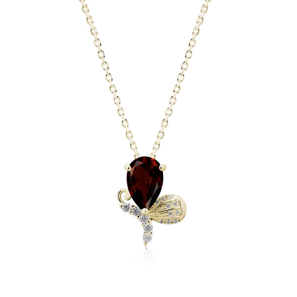 Sparkling Wing Garnet Butterfly Necklace - LUO Jewelry #metal_14k yellow gold