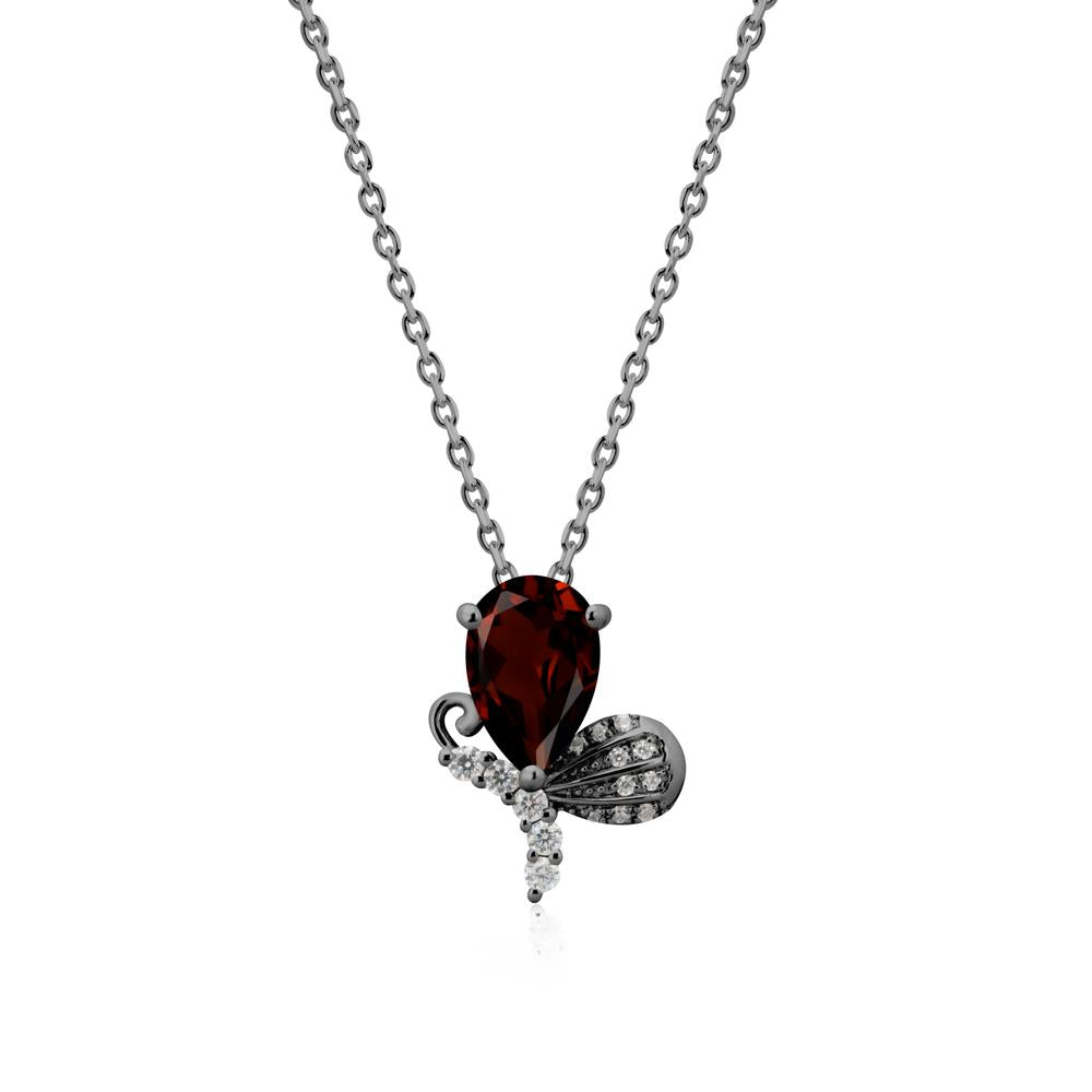 Sparkling Wing Garnet Butterfly Necklace - LUO Jewelry #metal_black finish sterling silver