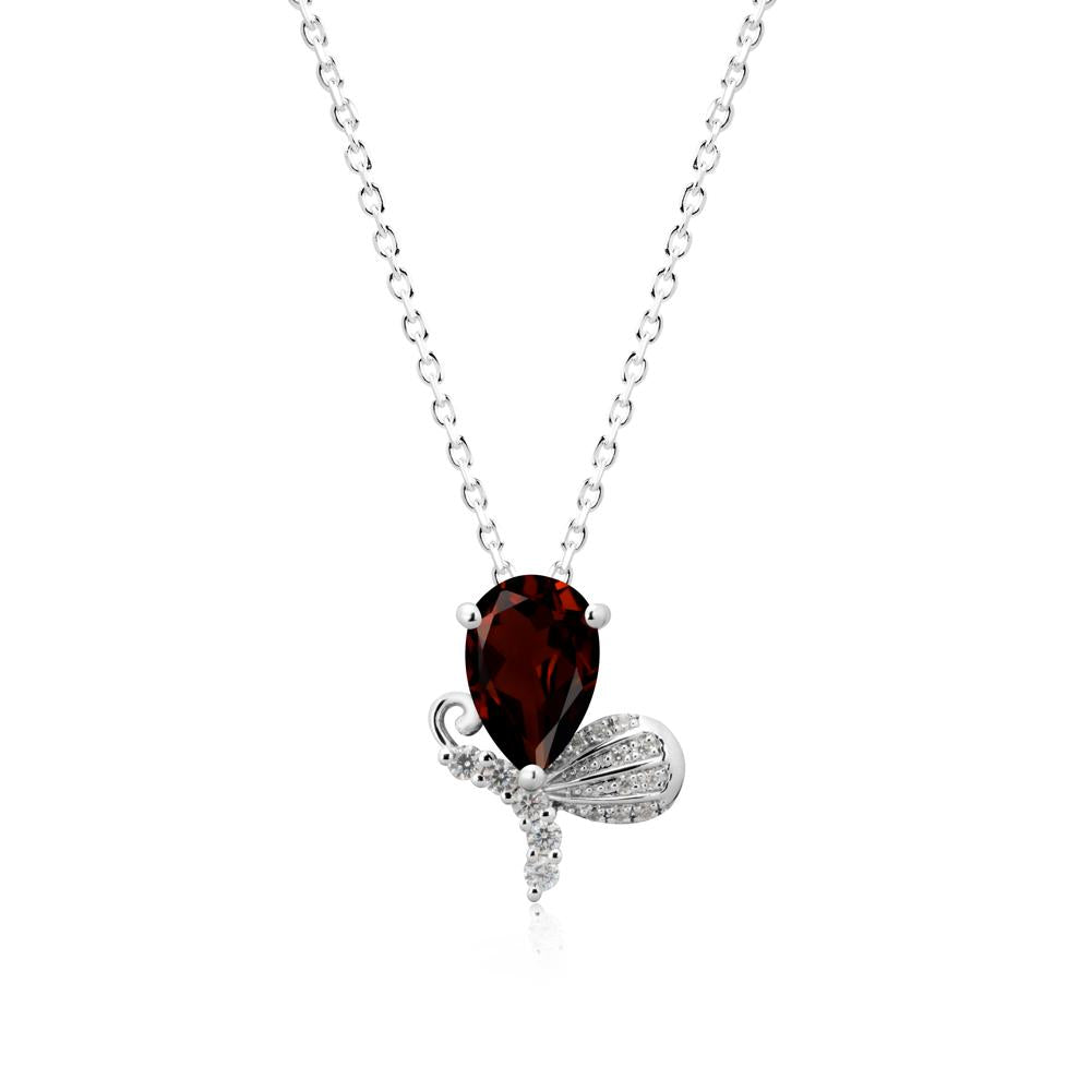 Sparkling Wing Garnet Butterfly Necklace - LUO Jewelry #metal_sterling silver