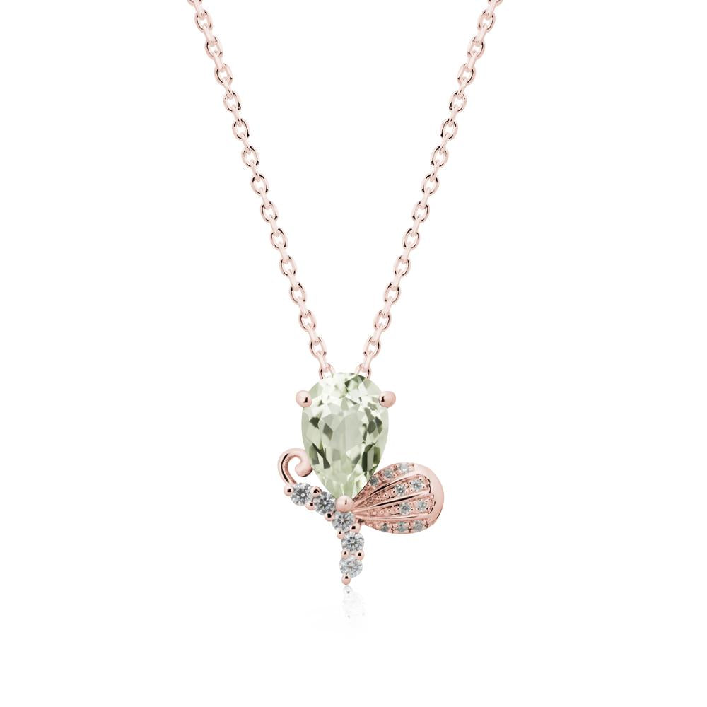 Butterfly Inspired Tear Shaped Green Amethyst Pendant - LUO Jewelry #metal_18k rose gold