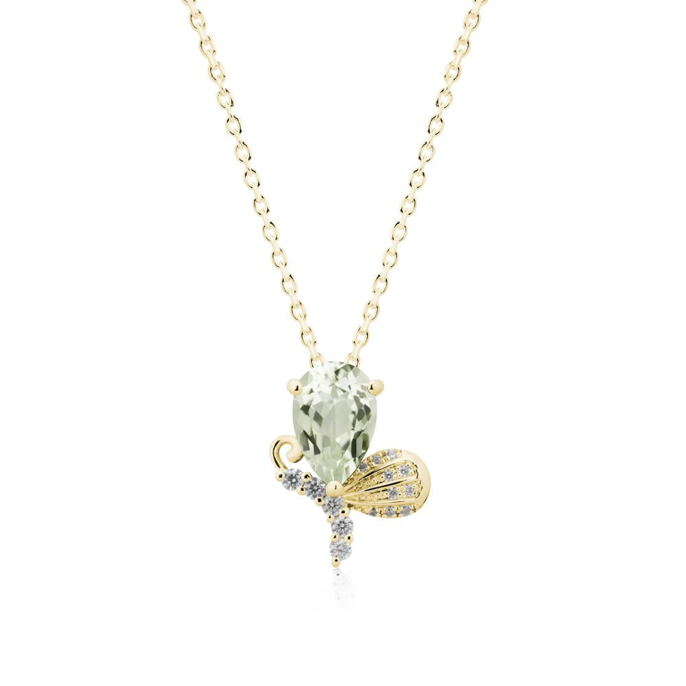 Butterfly Inspired Tear Shaped Green Amethyst Pendant - LUO Jewelry #metal_18k yellow gold