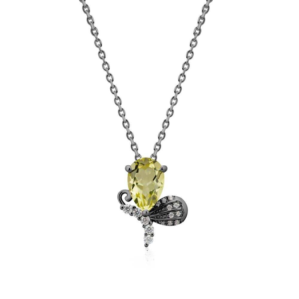Sparkling Wing Lemon Quartz Butterfly Necklace - LUO Jewelry #metal_black finish sterling silver