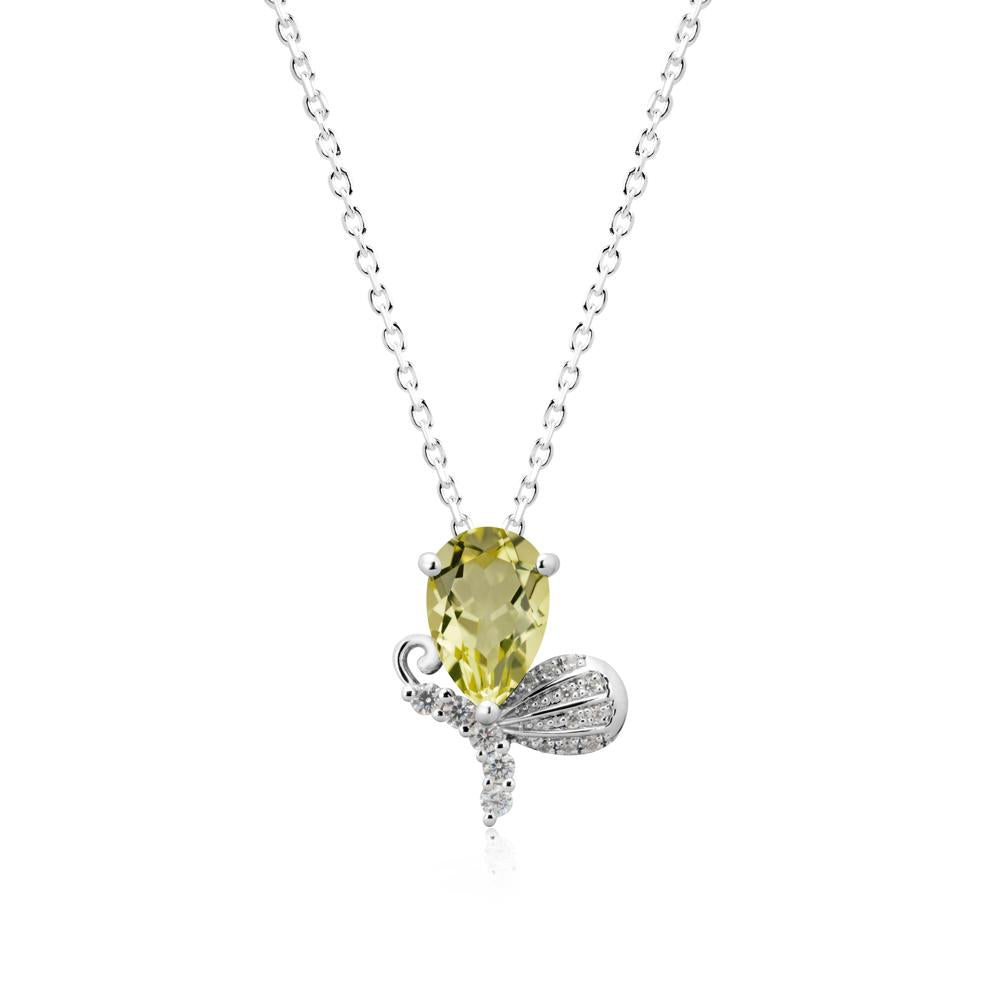 Sparkling Wing Lemon Quartz Butterfly Necklace - LUO Jewelry #metal_sterling silver