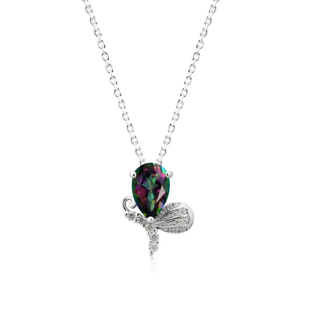 Sparkling Wing Mystic Topaz Butterfly Necklace - LUO Jewelry #metal_14k white gold