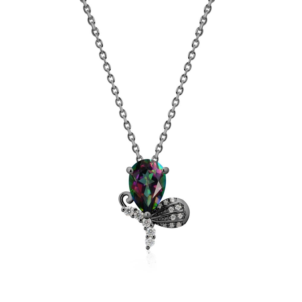 Sparkling Wing Mystic Topaz Butterfly Necklace - LUO Jewelry #metal_black finish sterling silver