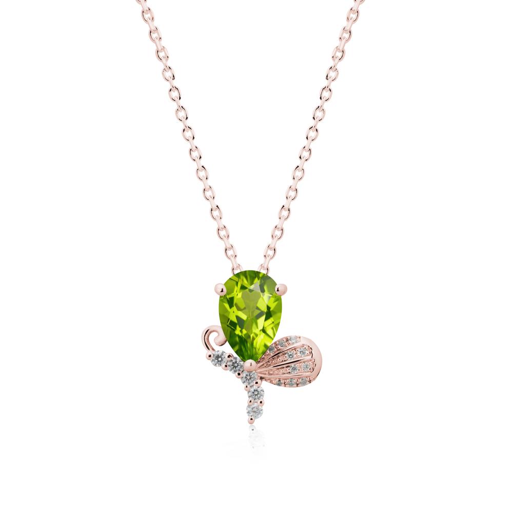 Butterfly Inspired Tear Shaped Peridot Pendant - LUO Jewelry #metal_18k rose gold