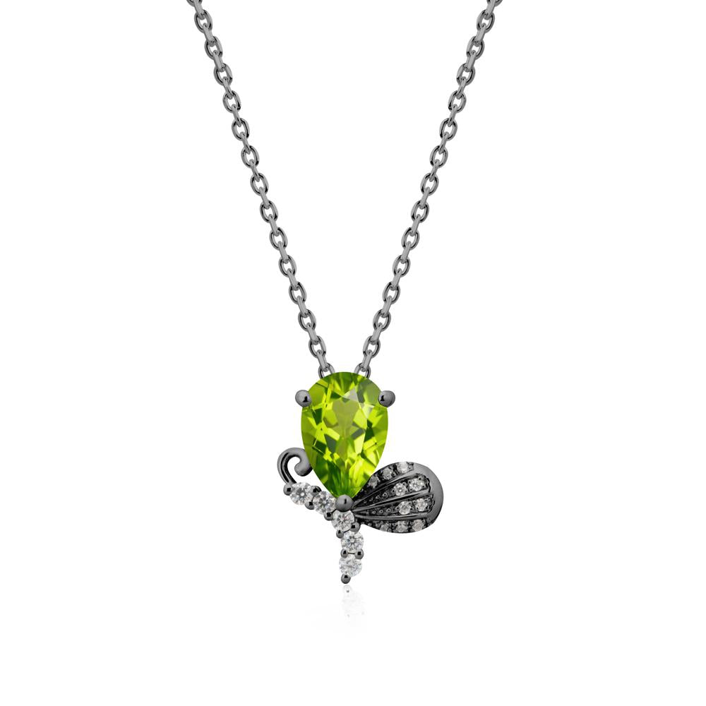 Butterfly Inspired Tear Shaped Peridot Pendant - LUO Jewelry #metal_black finish sterling silver