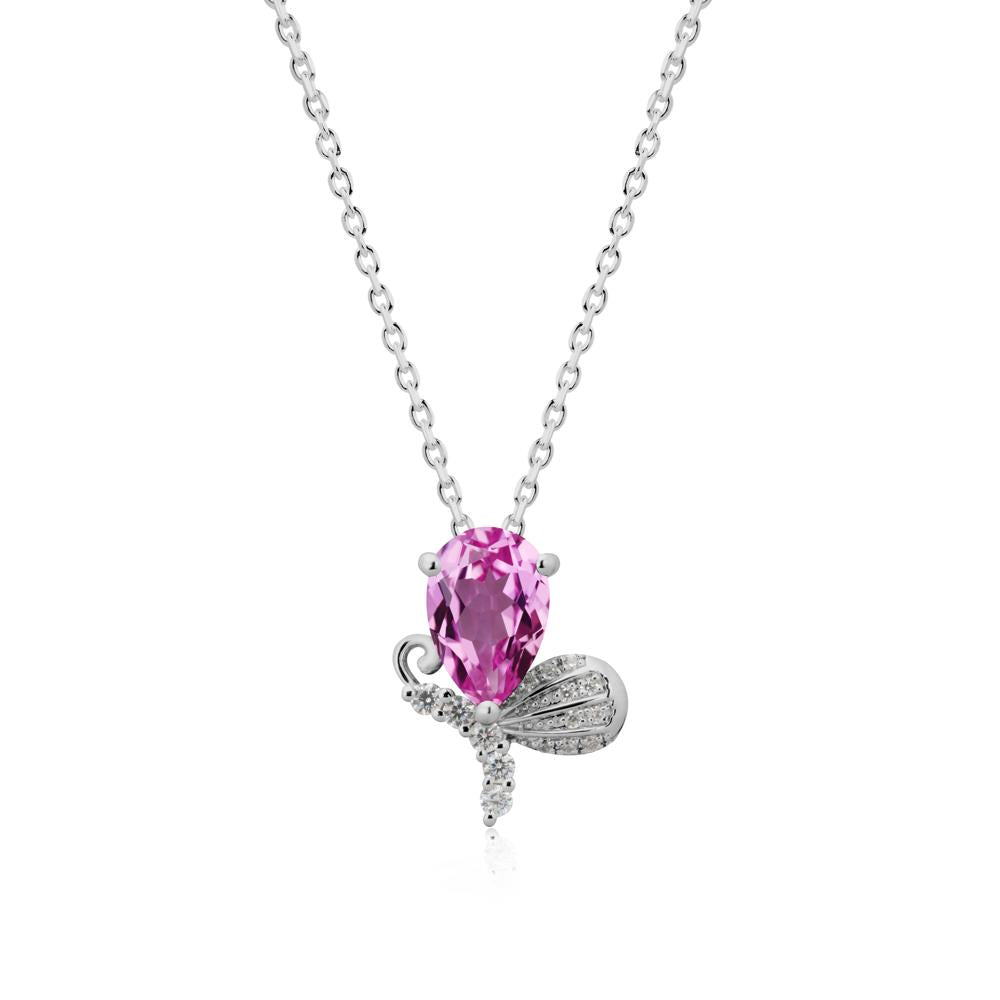 Sparkling Wing Pink Sapphire Butterfly Necklace - LUO Jewelry #metal_platinum
