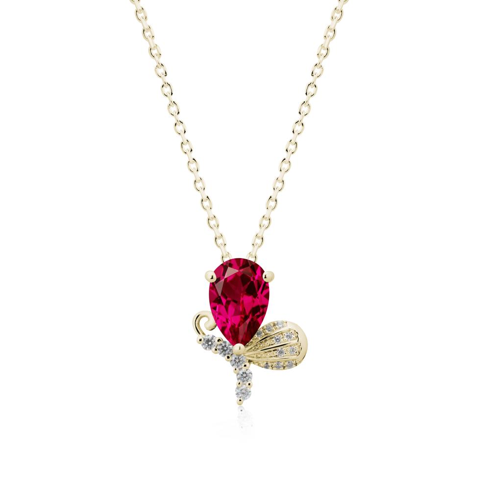 Butterfly Inspired Tear Shaped Ruby Pendant - LUO Jewelry #metal_14k yellow gold