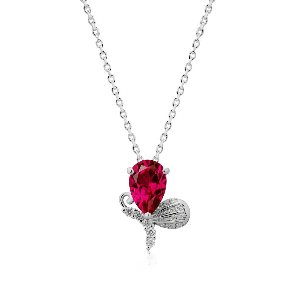 Butterfly Inspired Tear Shaped Ruby Pendant - LUO Jewelry #metal_platinum