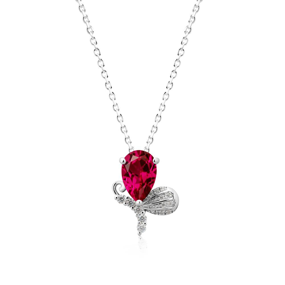 Butterfly Inspired Tear Shaped Ruby Pendant - LUO Jewelry #metal_sterling silver