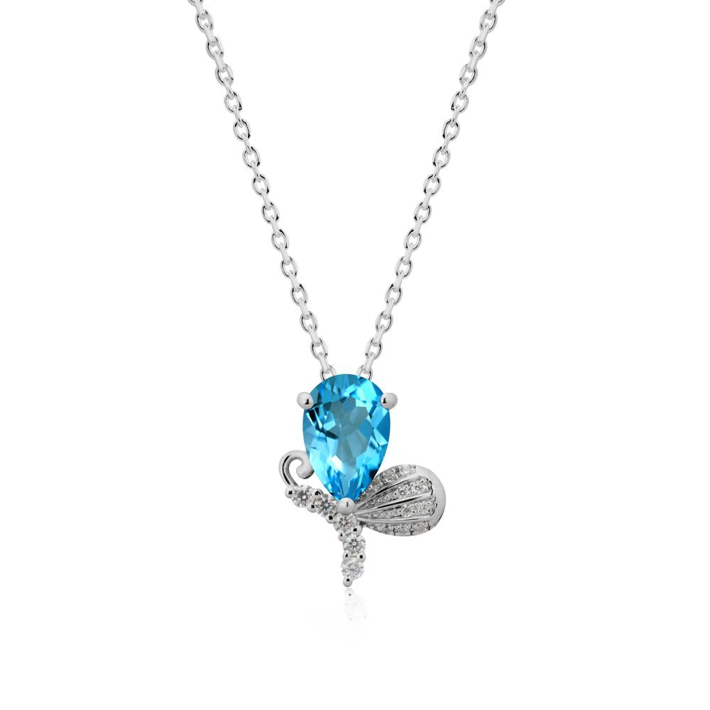 Butterfly Inspired Tear Shaped Swiss Blue Topaz Pendant - LUO Jewelry #metal_platinum