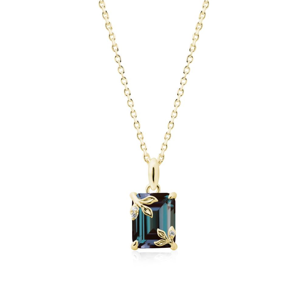 Nature-Inspired Leaf Emerald Cut Alexandrite Neclace - LUO Jewelry #metal_18k yellow gold