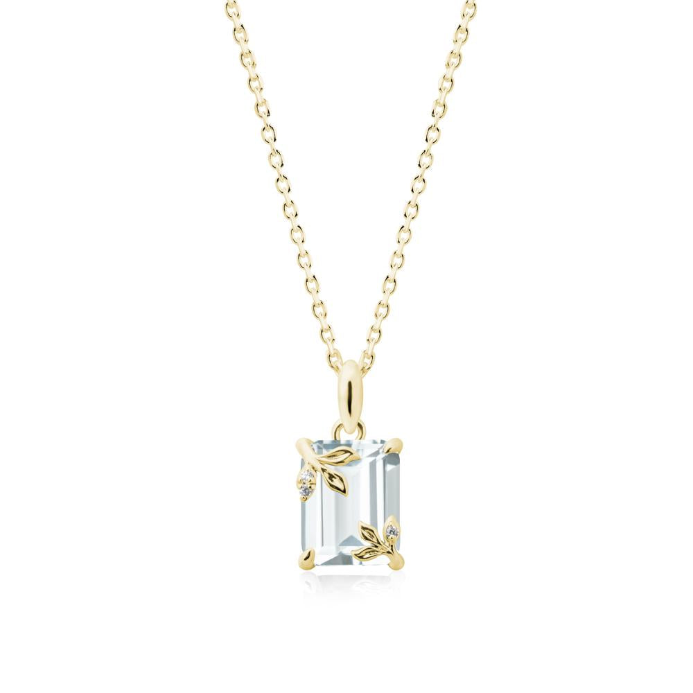 Nature-Inspired Leaf Emerald Cut Aquamarine Neclace - LUO Jewelry #metal_18k yellow gold
