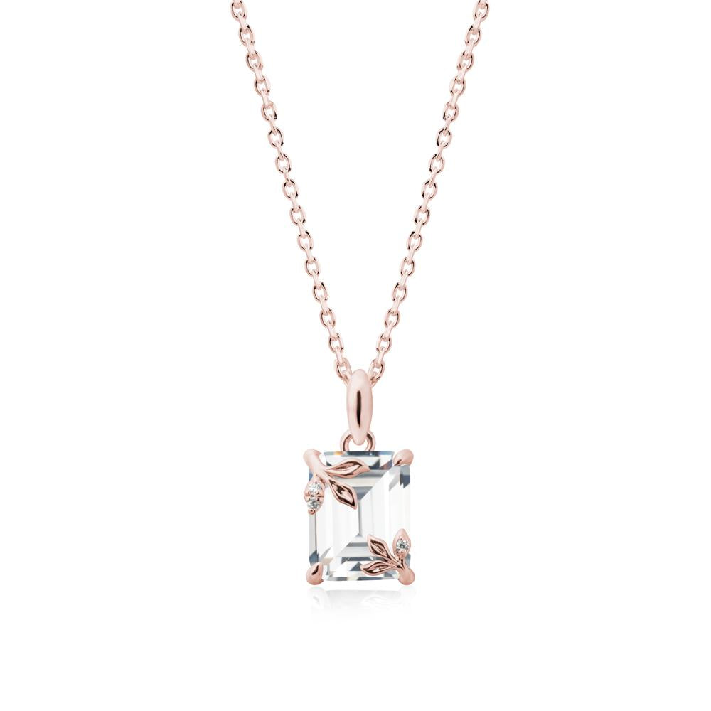 Nature-Inspired Leaf Emerald Cut Cubic Zirconia Pendant - LUO Jewelry #metal_18k rose gold