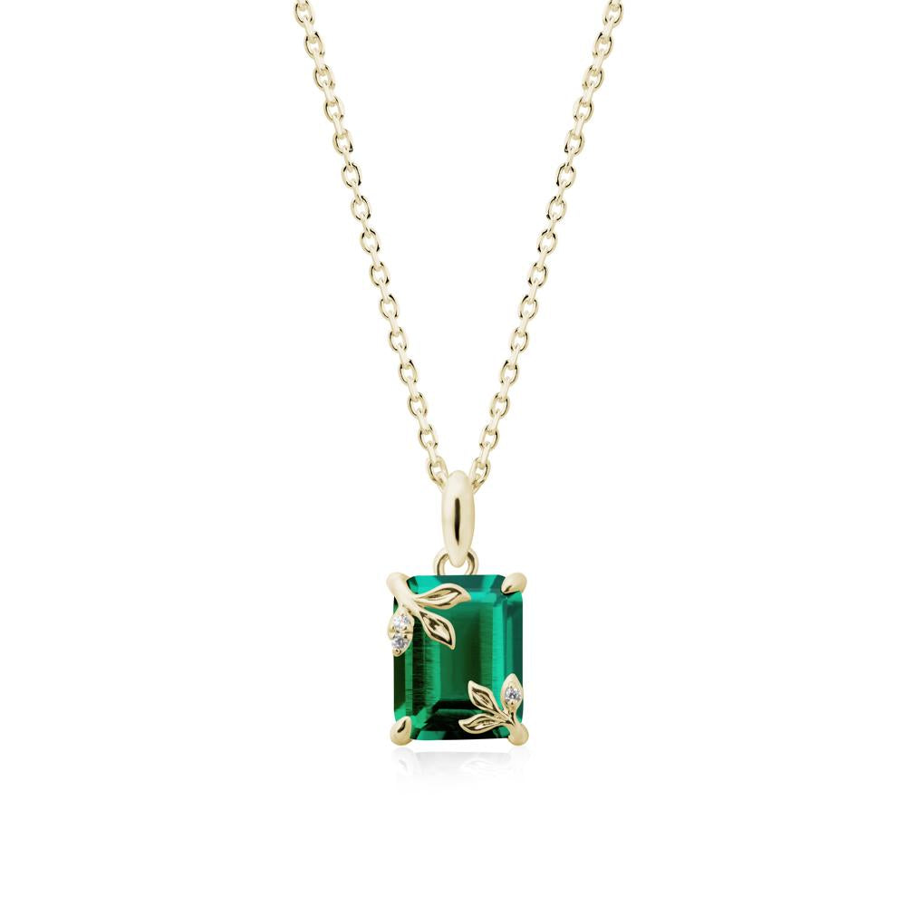 Nature-Inspired Leaf Emerald Cut Emerald Neclace - LUO Jewelry #metal_14k yellow gold