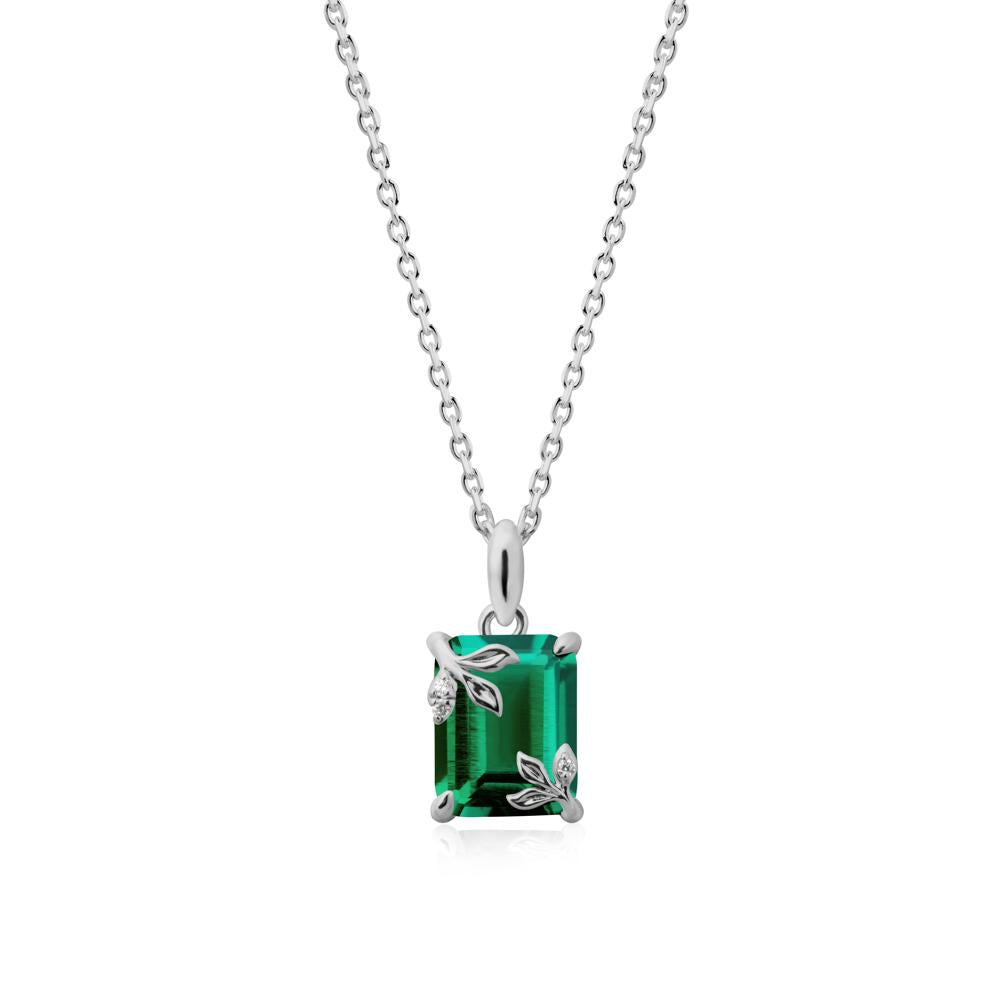 Nature-Inspired Leaf Emerald Cut Emerald Neclace - LUO Jewelry #metal_platinum