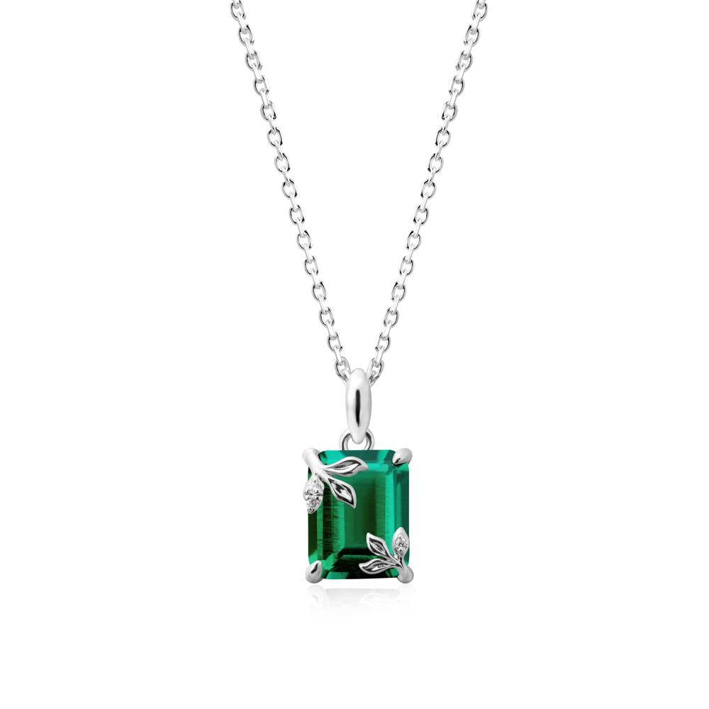 Nature-Inspired Leaf Emerald Cut Emerald Neclace - LUO Jewelry #metal_sterling silver