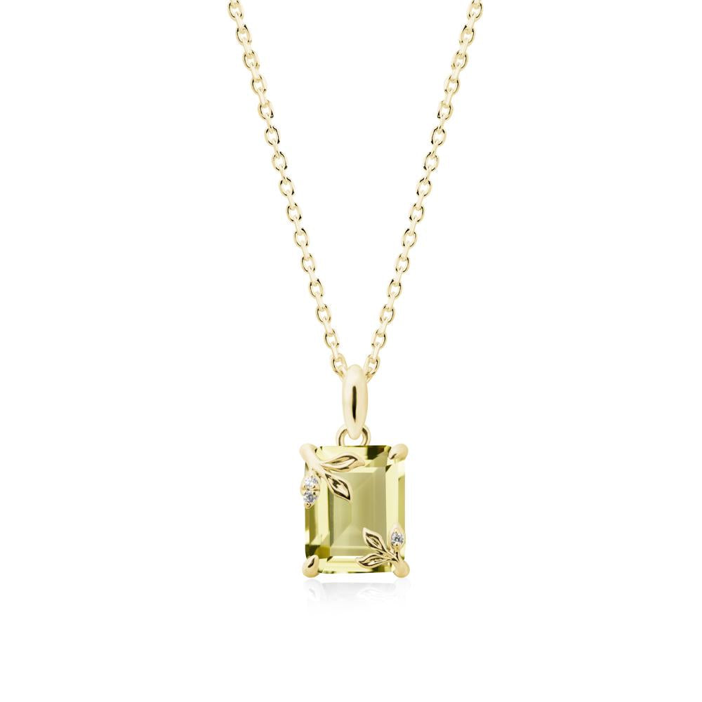 Nature-Inspired Leaf Emerald Cut Lemon Quartz Neclace - LUO Jewelry #metal_18k yellow gold