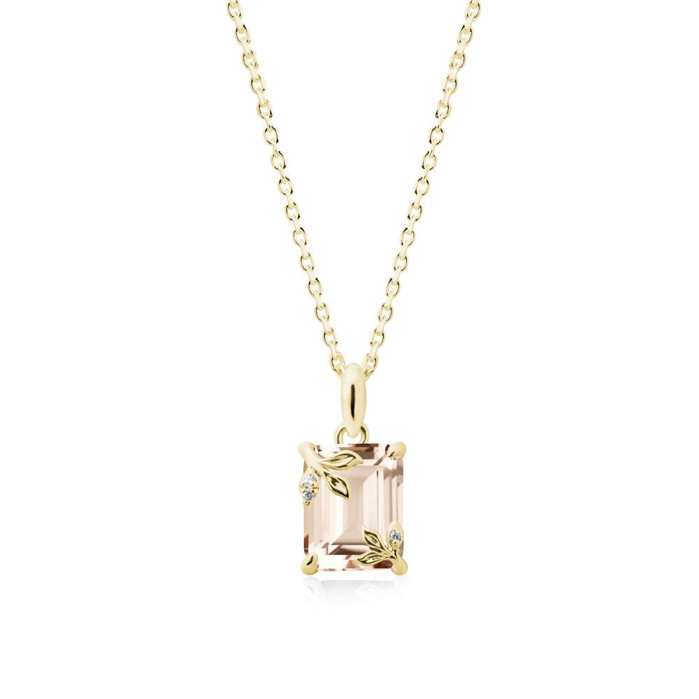 Nature-Inspired Leaf Emerald Cut Morganite Neclace - LUO Jewelry #metal_18k yellow gold
