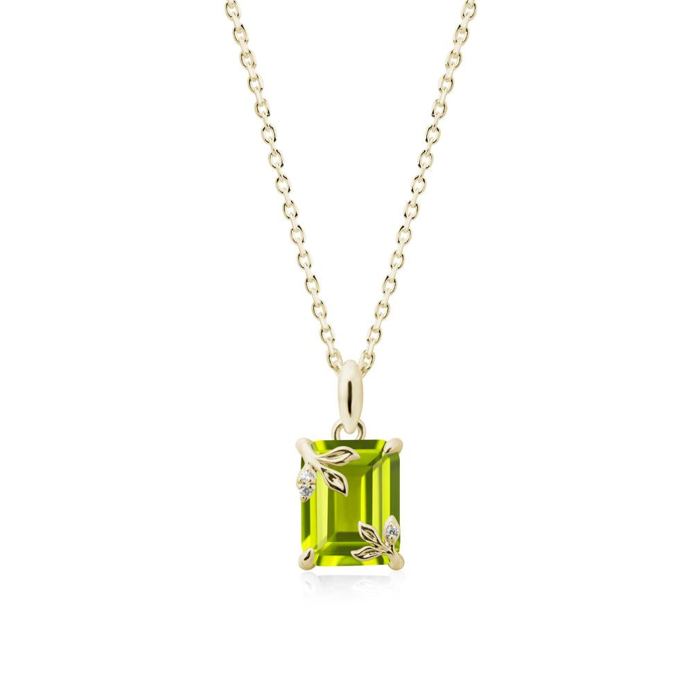 Nature-Inspired Leaf Emerald Cut Peridot Neclace - LUO Jewelry #metal_14k yellow gold
