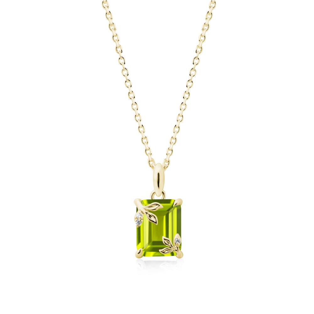 Nature-Inspired Leaf Emerald Cut Peridot Neclace - LUO Jewelry #metal_18k yellow gold