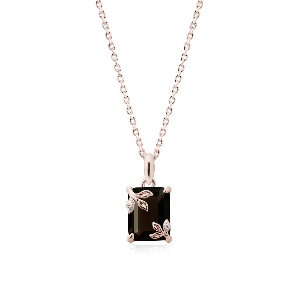 Nature-Inspired Leaf Emerald Cut Smoky Quartz Neclace - LUO Jewelry #metal_14k rose gold