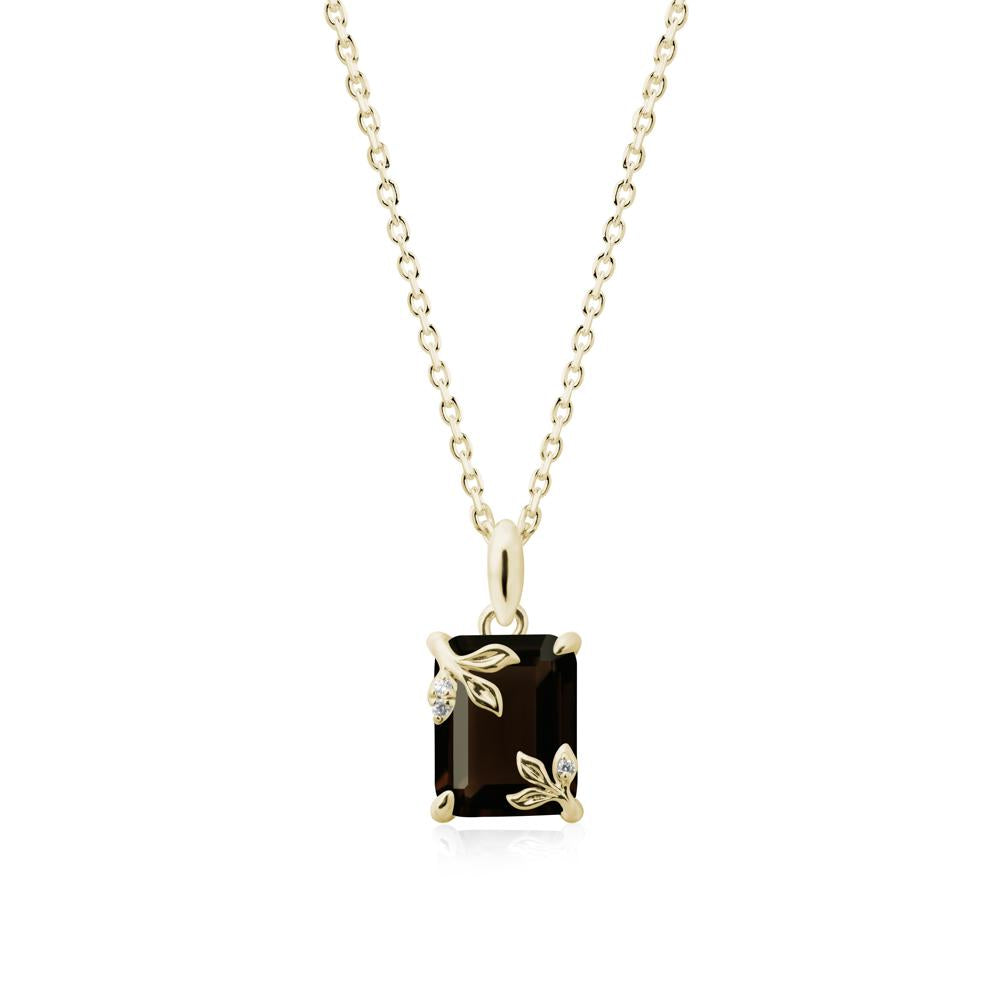 Nature-Inspired Leaf Emerald Cut Smoky Quartz Neclace - LUO Jewelry #metal_14k yellow gold
