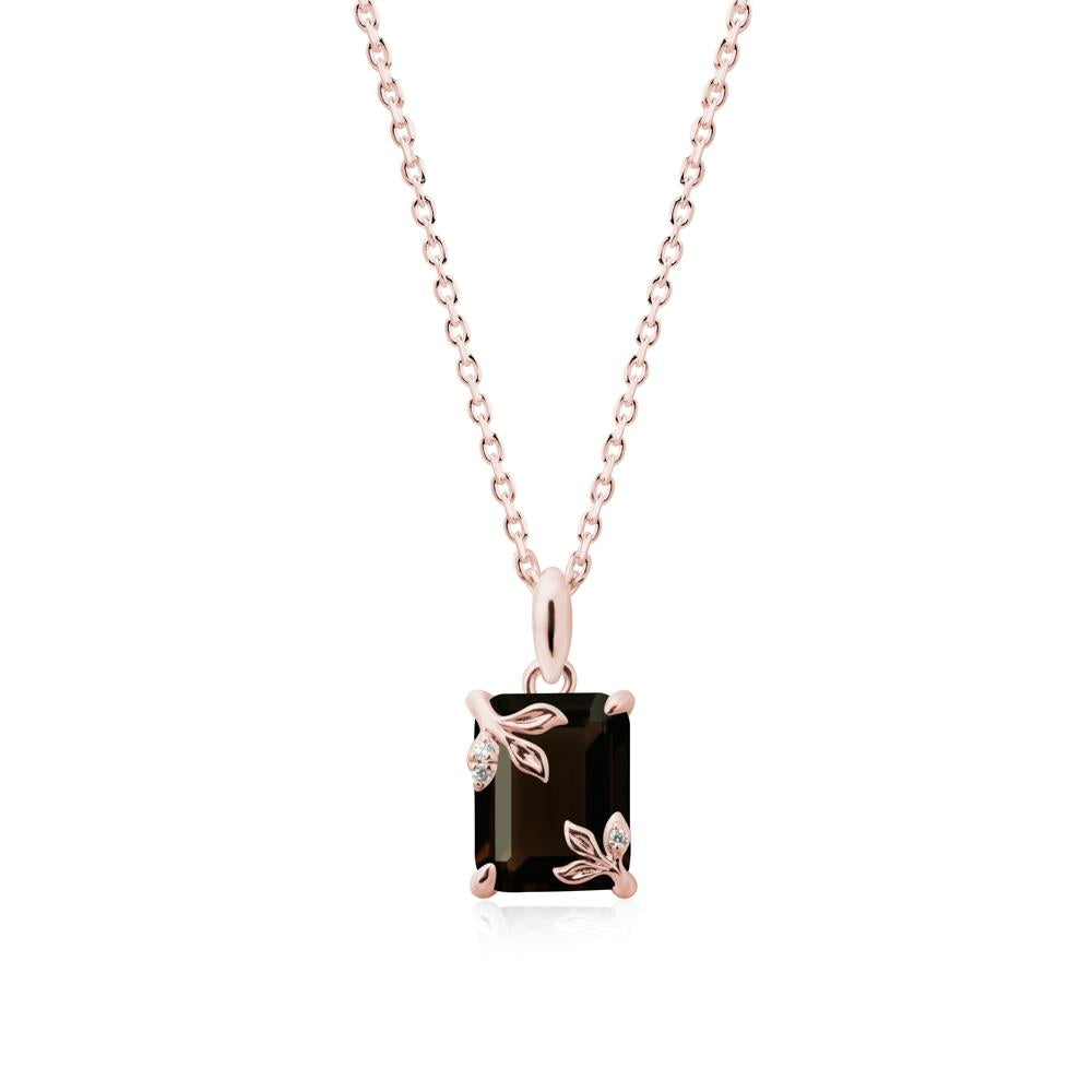 Nature-Inspired Leaf Emerald Cut Smoky Quartz Neclace - LUO Jewelry #metal_18k rose gold