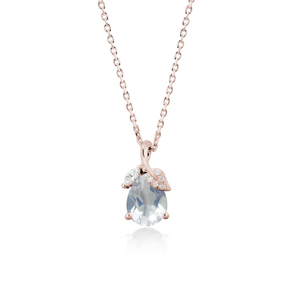 Pear Shaped Moonstone Leaf Pendant Necklace - LUO Jewelry #metal_14k rose gold