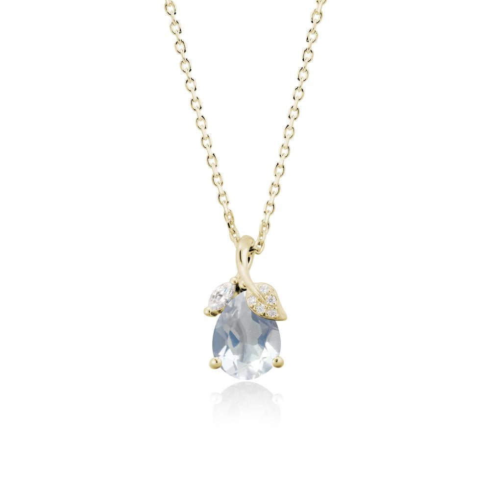 Pear Shaped Moonstone Leaf Pendant Necklace - LUO Jewelry #metal_14k yellow gold