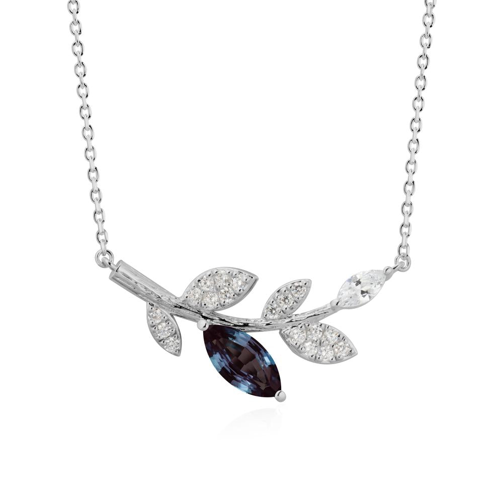 Alexandrite Olive Branch Pendant Necklace - LUO Jewelry #metal_platinum