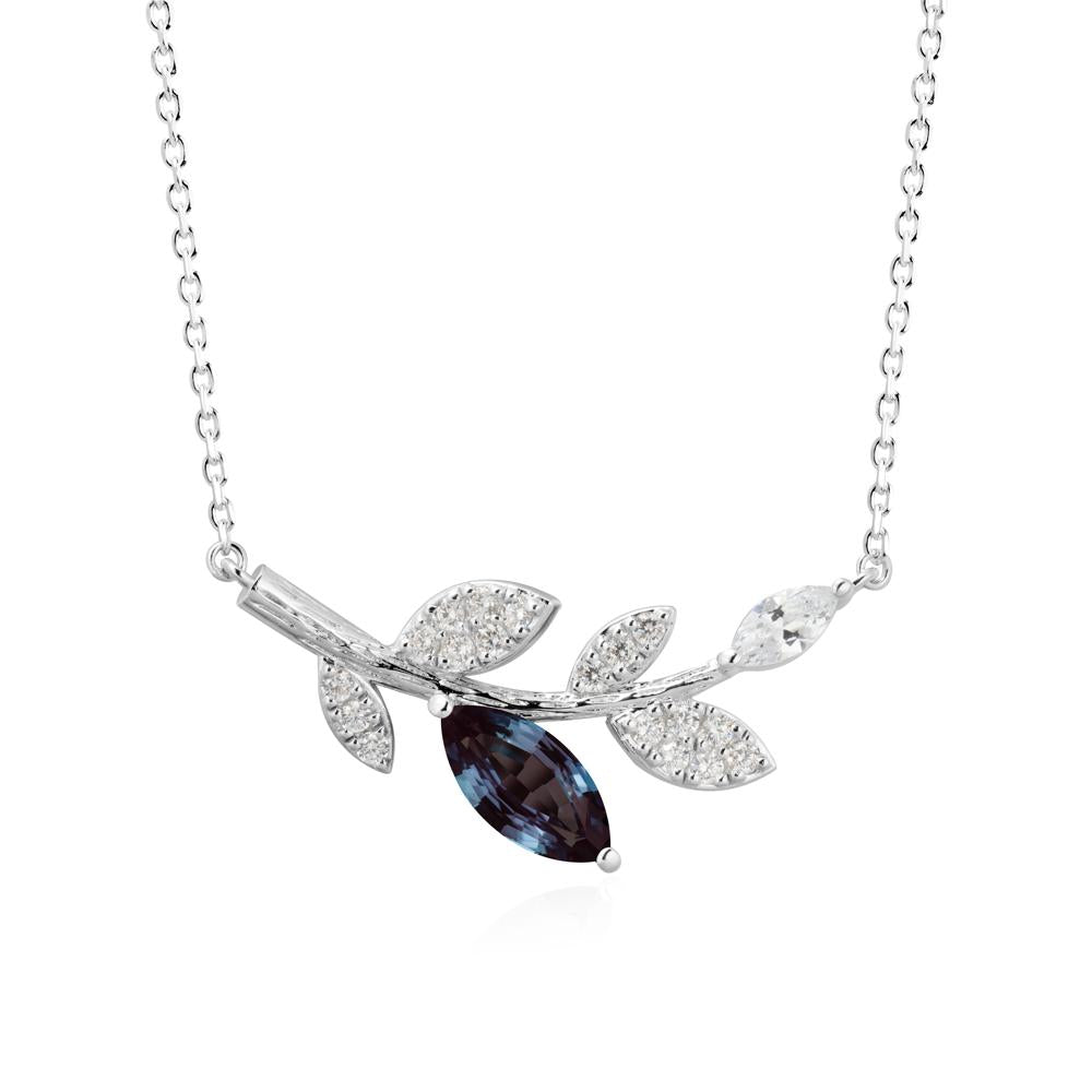 Alexandrite Olive Branch Pendant Necklace - LUO Jewelry #metal_sterling silver