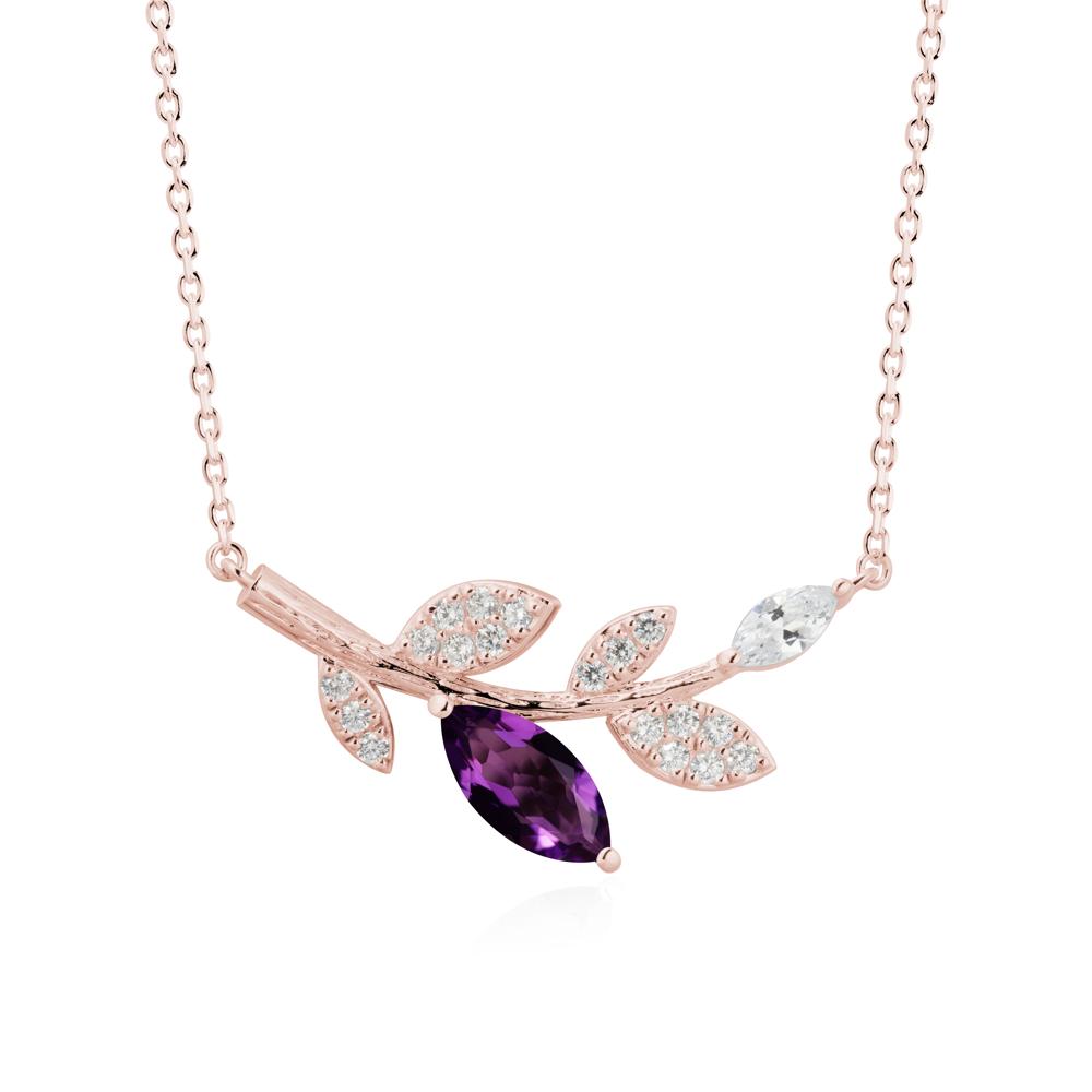 Marquise Amethyst Olive Branch Necklace - LUO Jewelry #metal_18k rose gold
