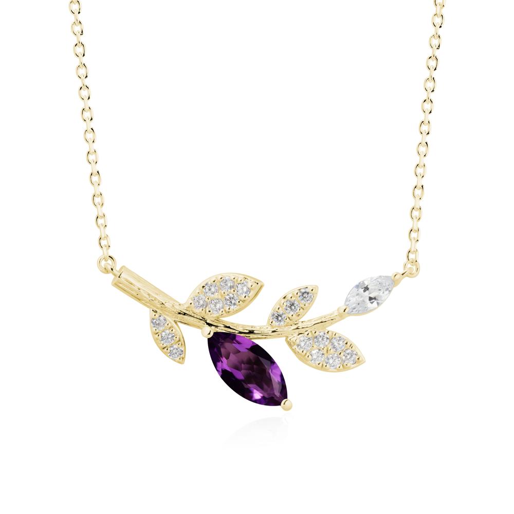Marquise Amethyst Olive Branch Necklace - LUO Jewelry #metal_18k yellow gold