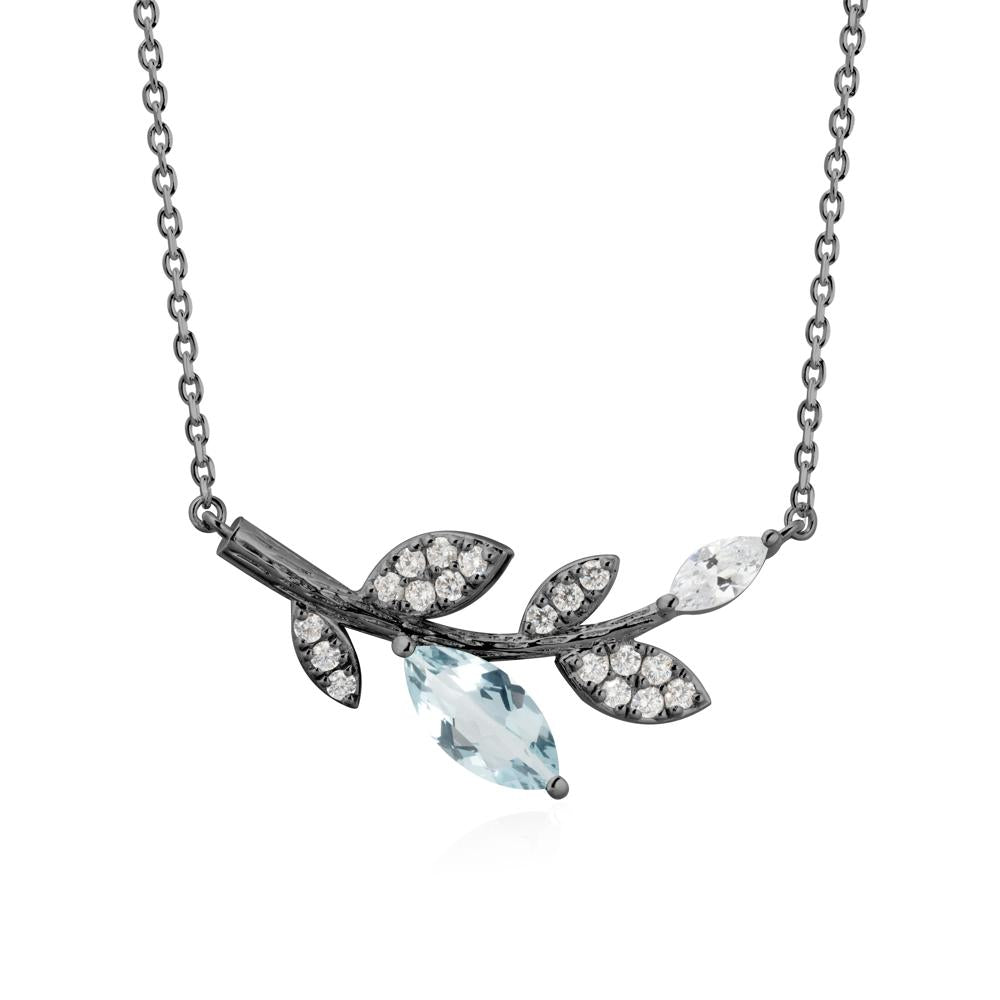 Marquise Aquamarine Vine Leaf Necklace - LUO Jewelry #metal_black finish sterling silver
