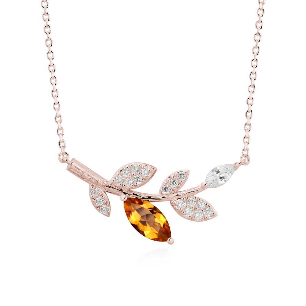 Marquise Citrine Olive Branch Necklace - LUO Jewelry #metal_14k rose gold