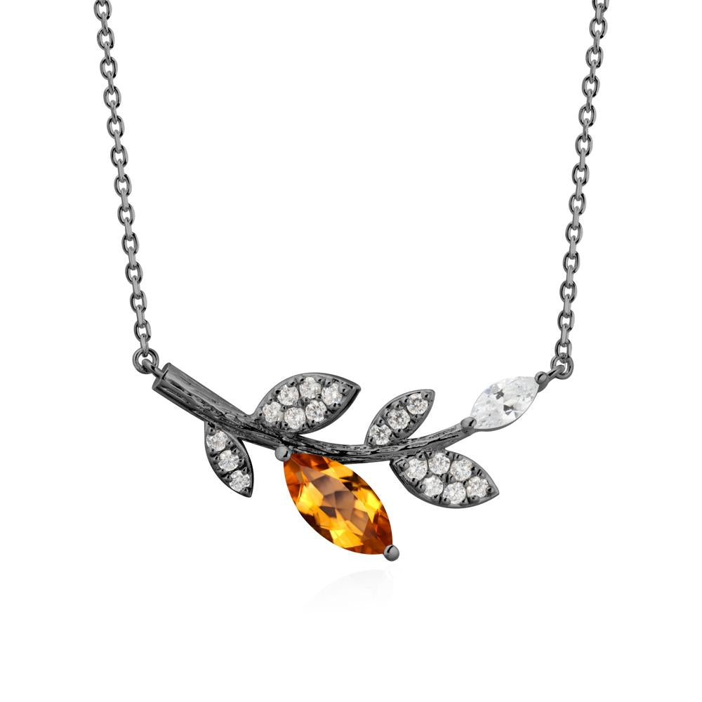 Marquise Citrine Olive Branch Necklace - LUO Jewelry #metal_black finish sterling silver