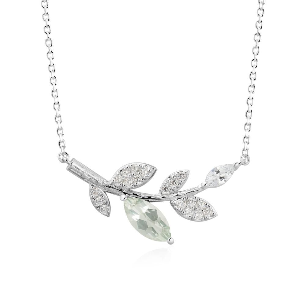 Marquise Green Amethyst Vine Leaf Necklace - LUO Jewelry #metal_14k white gold